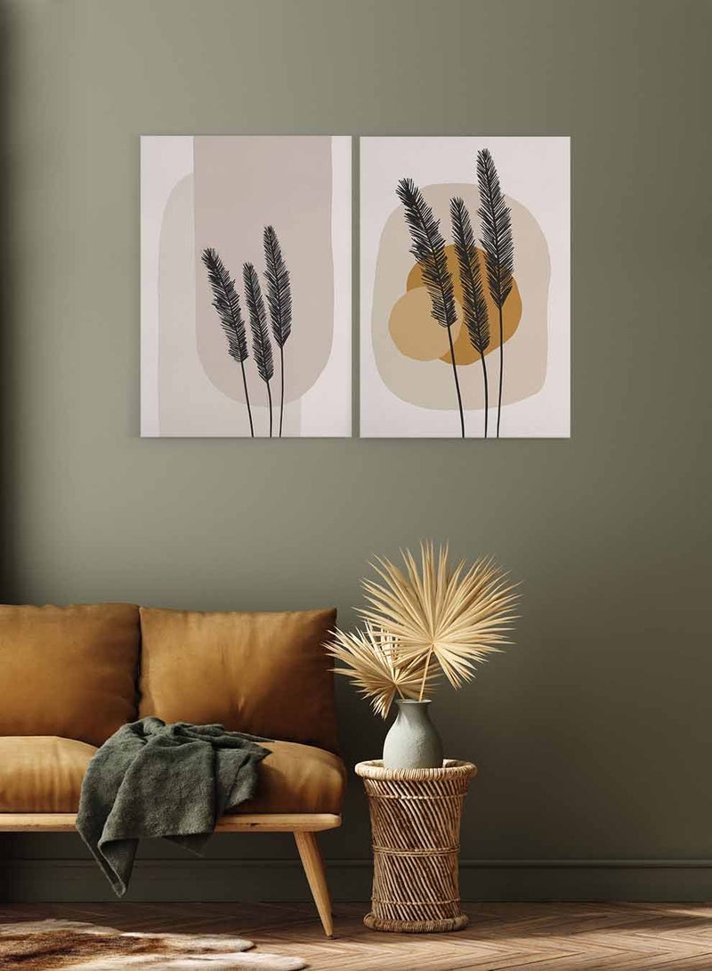 LOWHA Set of 2 Framed Canvas Wall Arts Stretched Over Wooden Frame, Floral Pattern Abstract Paintings, For Home, Living Room, Office Décor - Image 1