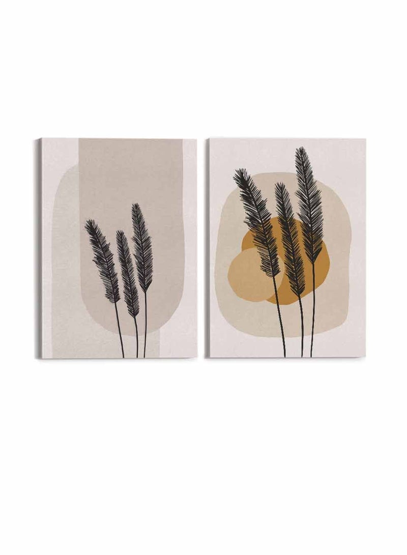 LOWHA Set of 2 Framed Canvas Wall Arts Stretched Over Wooden Frame, Floral Pattern Abstract Paintings, For Home, Living Room, Office Décor - Image 4
