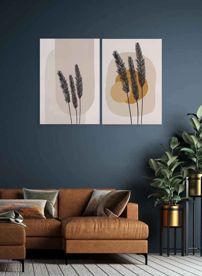 LOWHA Set of 2 Framed Canvas Wall Arts Stretched Over Wooden Frame, Floral Pattern Abstract Paintings, For Home, Living Room, Office Décor - Image 3