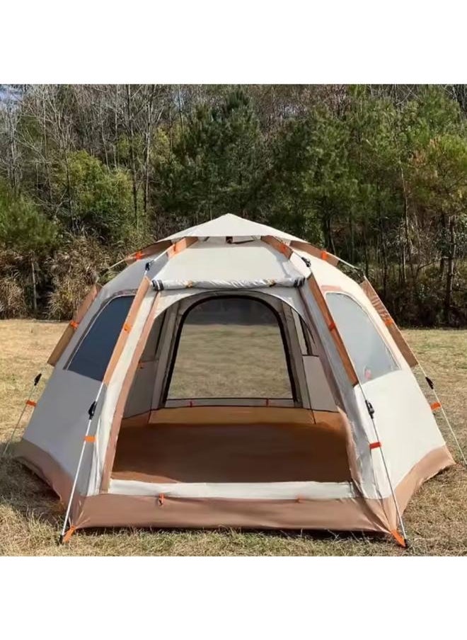 Generic - 4-7 People Hexagonal Tent Camping Tent, 270 * 240CM Large Instant Camp Tent, Solid Automatic Tent for Beach Hiking Park Dessert Camping - Image 1