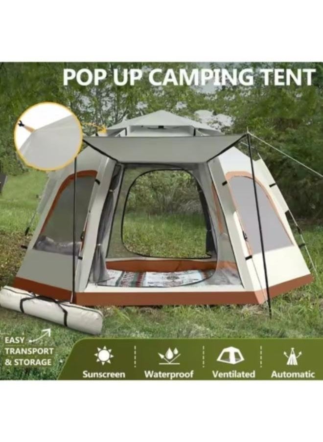 Generic - 4-7 People Hexagonal Tent Camping Tent, 270 * 240CM Large Instant Camp Tent, Solid Automatic Tent for Beach Hiking Park Dessert Camping - Image 1