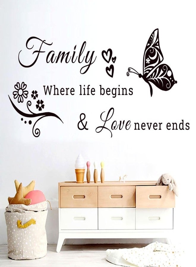 Datesno Family Vinyl Wall Decor Stickers This is Us, Together, Home, Family Scripture Quote Wall Decals, Butterfly Decal Inspirational Quotes Sticker Set for Home Office Decor(Black) - Image 1
