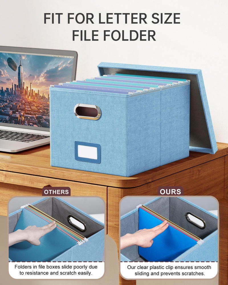 Oterri File Organizer, File Box, File Cabinet for Letter File Folder Storage, Portable Storage Bins with Lids for Office/Decor/Home,Document Organizer, 1 Pack,Sky-blue-Box Only - Image 4