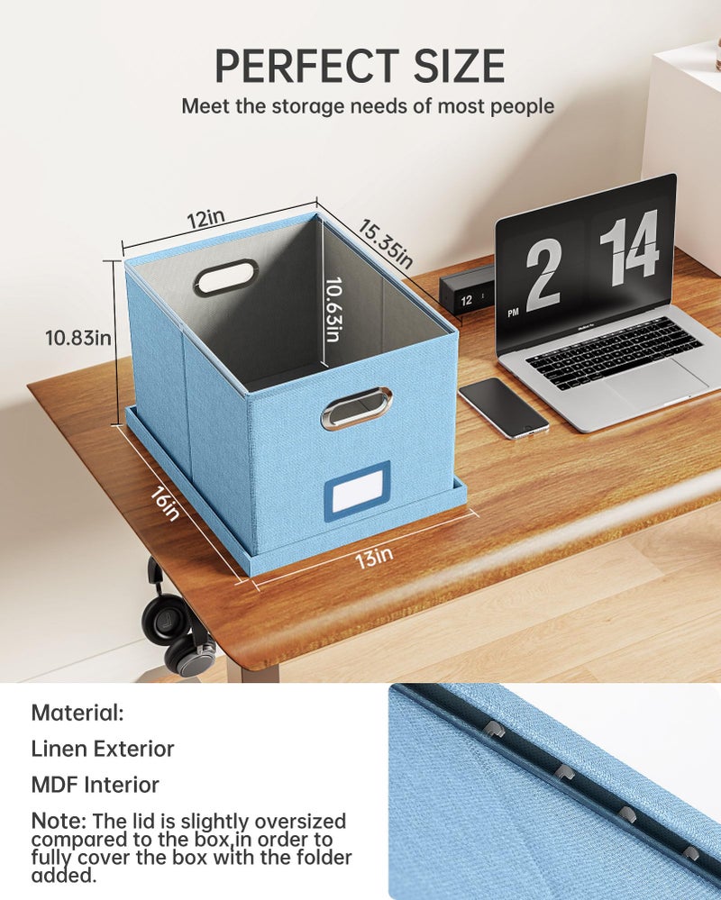 Oterri File Organizer, File Box, File Cabinet for Letter File Folder Storage, Portable Storage Bins with Lids for Office/Decor/Home,Document Organizer, 1 Pack,Sky-blue-Box Only - Image 3