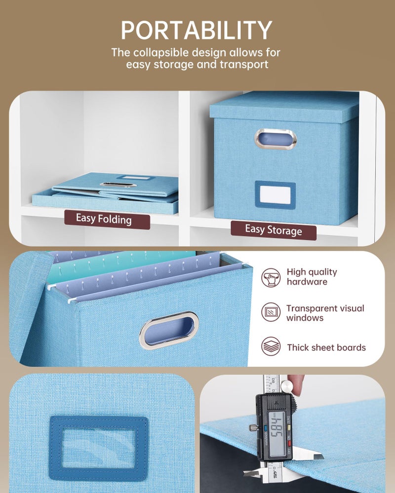 Oterri File Organizer, File Box, File Cabinet for Letter File Folder Storage, Portable Storage Bins with Lids for Office/Decor/Home,Document Organizer, 1 Pack,Sky-blue-Box Only - Image 2