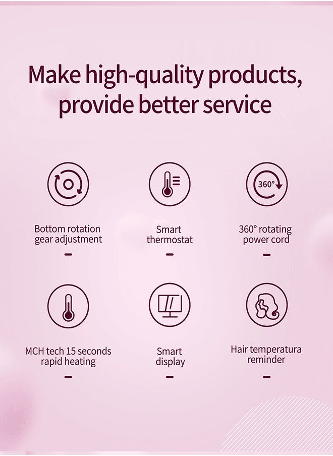 BOMIDI - Hair Straightener With Bottom Rotation Gear Adjustment, Smart Thermostat, MCH Tech 15 Second Rapid Heating and Smart Display HS2 - Pink - Image 1