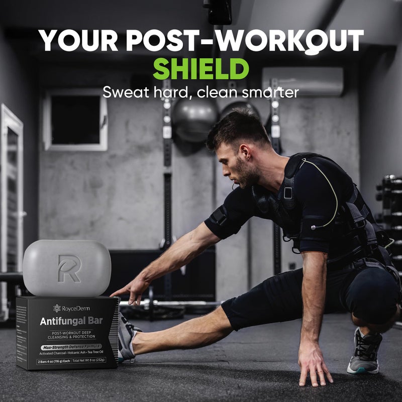 Roycederm Antifungal Soap for Active Skin â€“ Medicated Bar for Athleteâ€™s Foot, Jock Itch, Ringworm with Tea Tree Oil, Charcoal & Volcanic Ash - Image 4