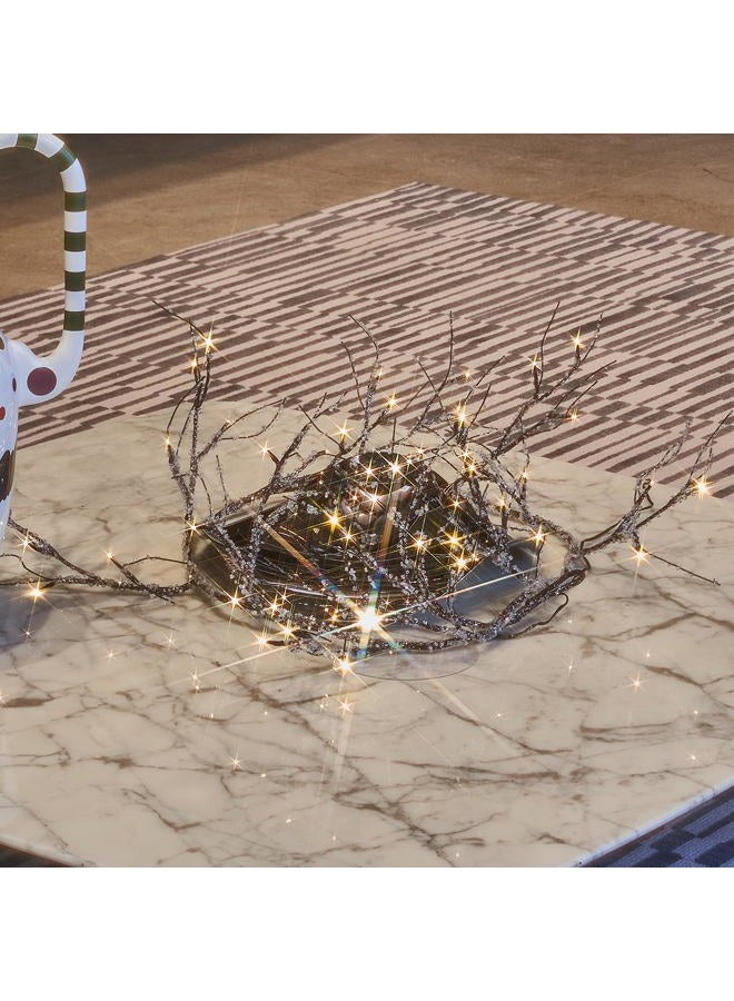 Fudios Lighted Iced Garland with Timer 48 LED Fairy Lights 6ft Battery or USB Plug for Mantle Decor, Lit Christmas Brown Twig Garland Winter Home Holiday Indoor Use - Image 3