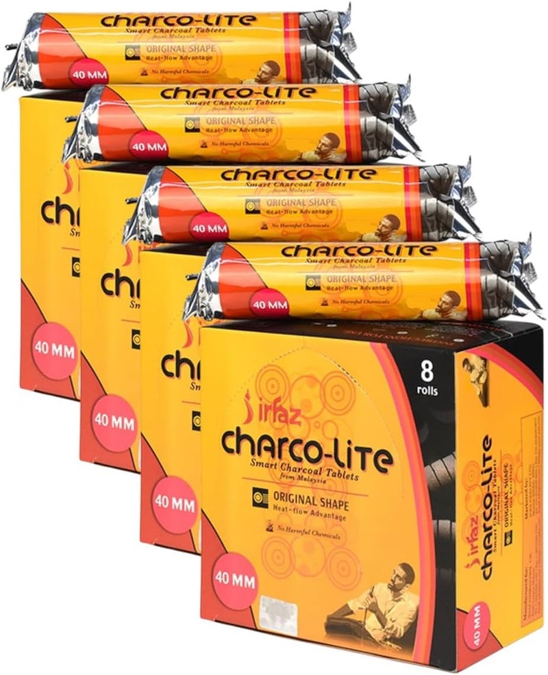 ALSAQER Irfaz Bakhoor Charcoal-40 mm | Charco Lite Bakhoor, Long Lasting Incense Charcoal Tablets for Bakhur, Oud, Hooka, Sheesha [4 Box Set, 320 Pieces Compo Pack] Odorless, Premium Quality-Malaysia - Image 1