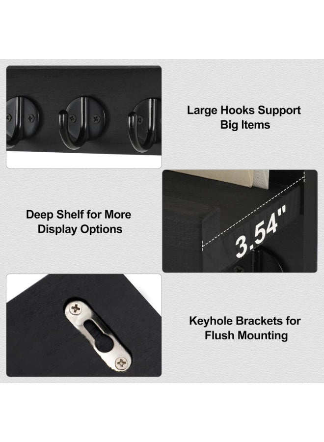 إم مياويان حامل مفاتيح حائطي، حامل مفاتيح وبريد مزخرف مع حامل وخطاف كبير للحقائب والمعاطف والمظلات - حامل مفاتيح من خشب الباولونيا مع أدوات التثبيت - Image 3