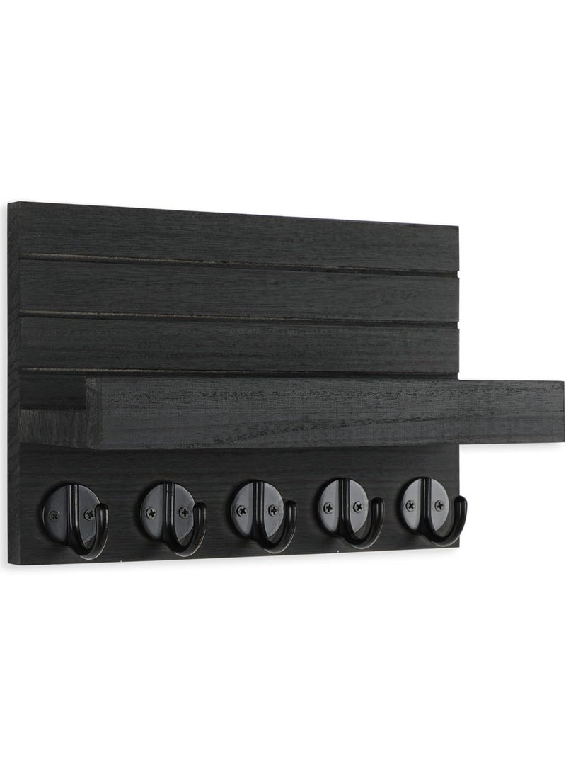 إم مياويان حامل مفاتيح حائطي، حامل مفاتيح وبريد مزخرف مع حامل وخطاف كبير للحقائب والمعاطف والمظلات - حامل مفاتيح من خشب الباولونيا مع أدوات التثبيت - Image 2