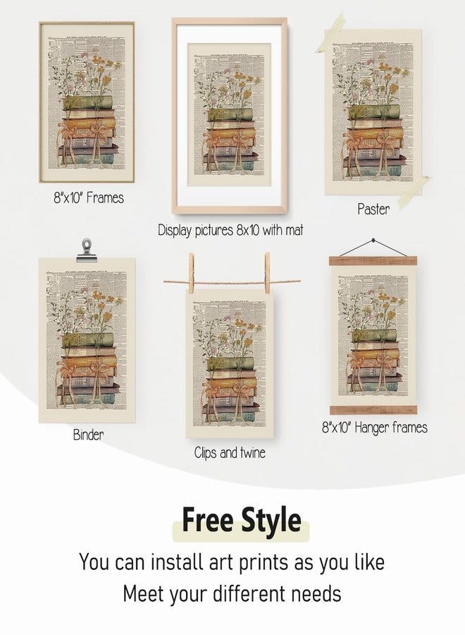 PLKMN Vintage Book Art Wall Decor 8x10, Book Club Decorations, Library Decor, Retro Floral Bookish Gifts Wall Art for Reading Room Classroom Nursery, Set of 4 Unframed - Image 5