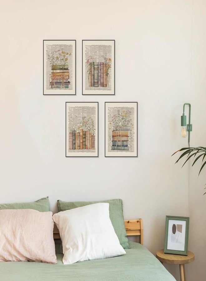PLKMN Vintage Book Art Wall Decor 8x10, Book Club Decorations, Library Decor, Retro Floral Bookish Gifts Wall Art for Reading Room Classroom Nursery, Set of 4 Unframed - Image 2