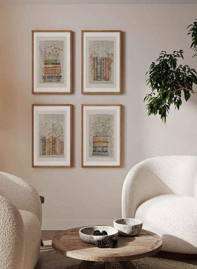PLKMN Vintage Book Art Wall Decor 8x10, Book Club Decorations, Library Decor, Retro Floral Bookish Gifts Wall Art for Reading Room Classroom Nursery, Set of 4 Unframed - Image 3