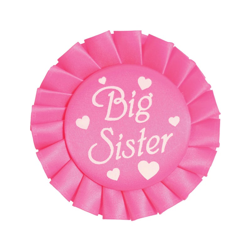 Beistle Big Sister Baby Shower Button Pin Badge, Cerise/White - Image 5