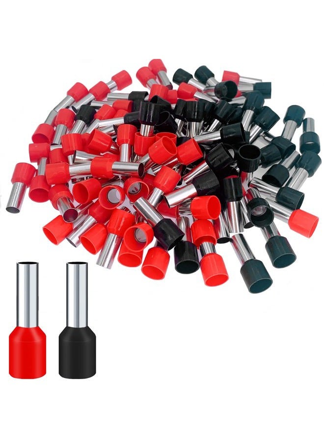 Teansic 100 Pcs 4 AWG Ferrule Connectors Ends Insulated Cable Ferrule Crimp Terminal for Car Audio, Electronics, Communication Equipment (Black+Red) - Image 1