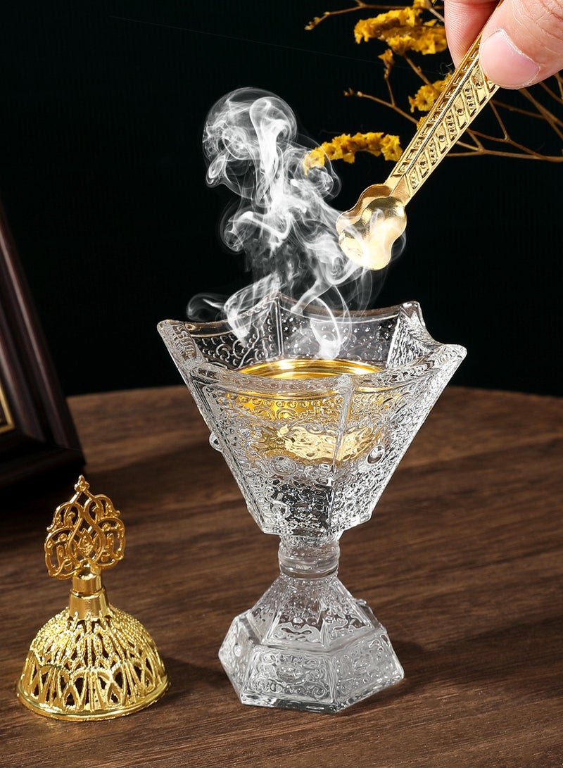 مجموعة مذبحة عود بتشكل مخروط كريستالي بتفاصيل ذهبية - مذبحة رائحة عطرية أنيقة لديكور المنزل والتأمل - Image 3
