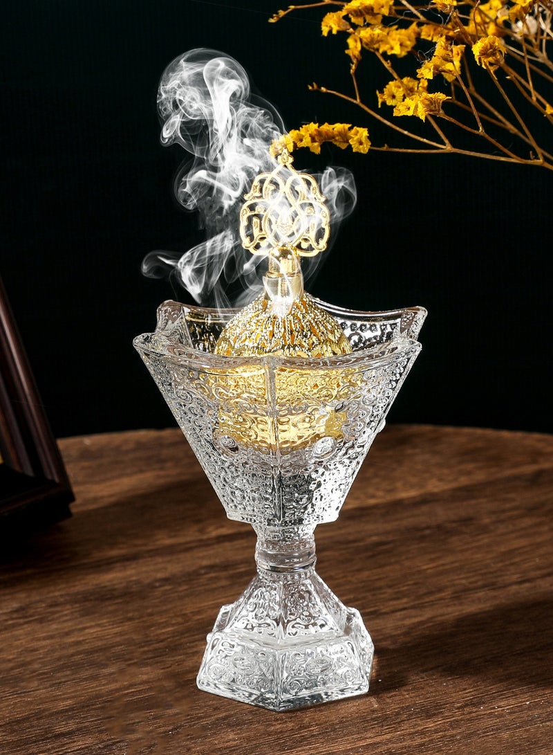 مجموعة مذبحة عود بتشكل مخروط كريستالي بتفاصيل ذهبية - مذبحة رائحة عطرية أنيقة لديكور المنزل والتأمل - Image 1