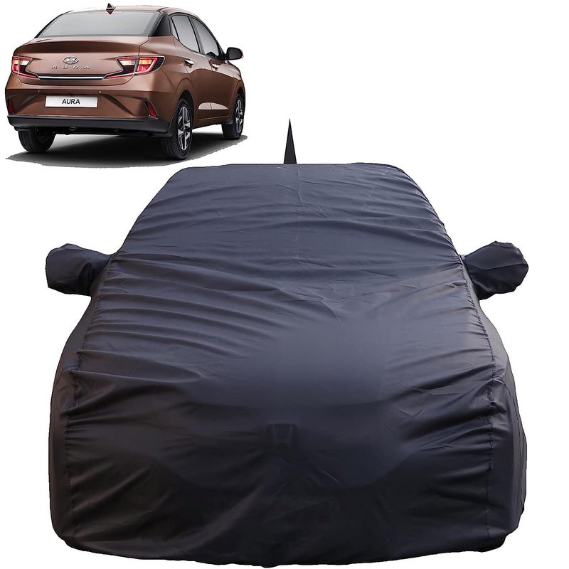 Autofact Waterproof Car Body Cover Compatible with Hyundai Aura (2020 to 2022) with Mirror and Antenna Pockets, 4 x 4 American Matty, Long Lasting Strong Durable Material, Grey Color. - Image 1