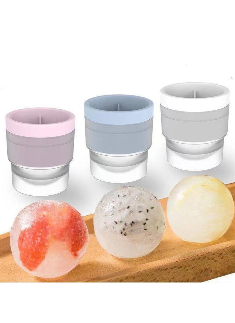 Cool Baby - COOLBABY 3Pcs Ice Hockey Maker Silicone Round Ice Hockey Mold Ice Tray Accessories for Making Ice Cubes Water Fruit and Beverage Round Ice Hockey Maker Mold - Image 1