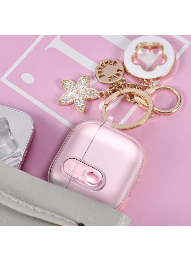 VISOOM (with Safety Lock) Clear Case Compatible with Cute Apple Airpods 4 Cases 2024 Women, VISOOM Soft TPU Transparency Air pods 4 Gen Cases iPods 4 Earbuds Case Girl Bling Keychain for Airpod iPod 4th Gen - Image 2