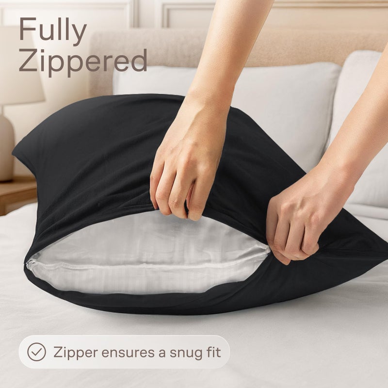 Niagara Sleep Solution Ultra Soft Pillow Protectors with Zipper Standard Size - Set of 4 Breathable Pillow Covers - 100% Protection Against Stains, Dust & Dirt - Machine Washable (Black) - Image 3