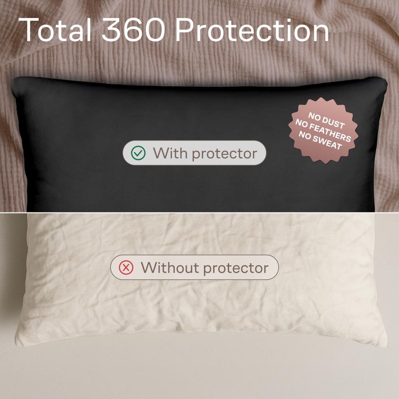 Niagara Sleep Solution Ultra Soft Pillow Protectors with Zipper Standard Size - Set of 4 Breathable Pillow Covers - 100% Protection Against Stains, Dust & Dirt - Machine Washable (Black) - Image 2