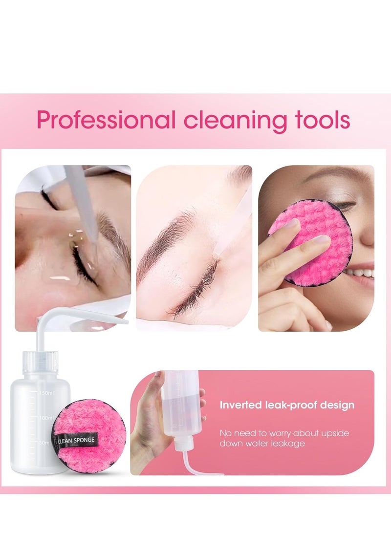 Buqikma Buqikma Lash Shampoo 60ML Eyelash Extension Cleanser - Lash Cleaning Kit Rinse Bottle Cleaning Brush 50PCS Mascara Brushes Makeup Remover Pad Pink Soft Foam Lash Shampoo Kit Lash Wash for Home Use  - Image 2