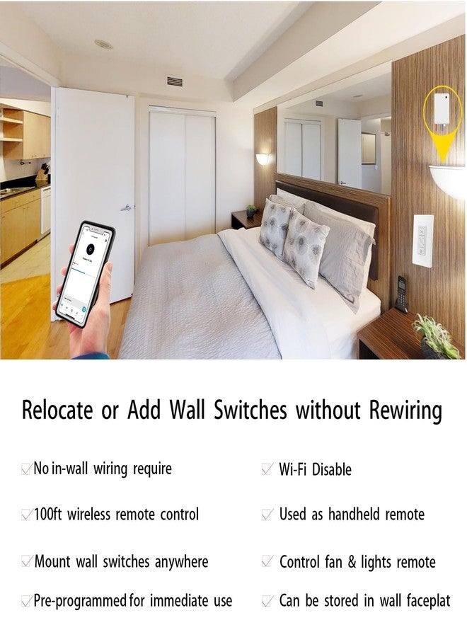 Humpptom Wireless Dimmer Light Switch and Receiver Compatible with Alexa - Smart Wall Switch for Ceiling Lights, Fans and Lamps - Image 4