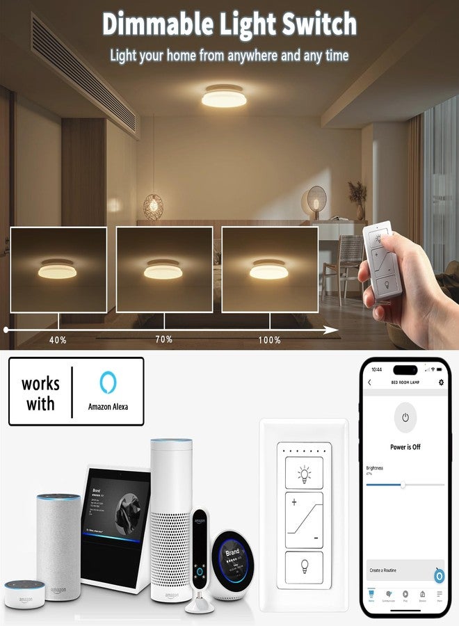 Humpptom Wireless Dimmer Light Switch and Receiver Compatible with Alexa - Smart Wall Switch for Ceiling Lights, Fans and Lamps - Image 2