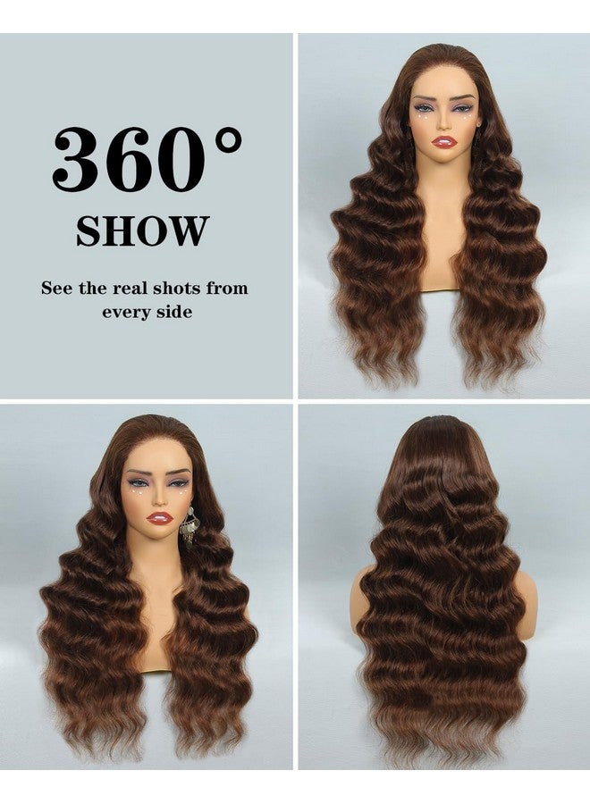 FASHION VILA 5X5 Glueless Wigs Human Hair Pre Plucked Pre Cut Chocolate Brown Lace Front Wig 22 Inch 5x5 Wear and Go Glueless Lace Closure Wig Body Wave Reglular HD Lace Front Wigs 4# Brown Colored Wig - Image 3