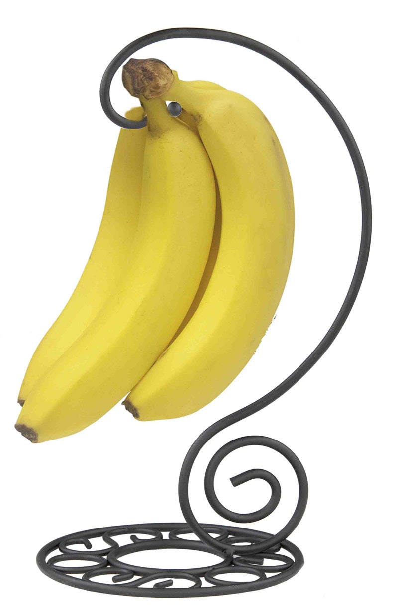 Home Basics Home Basics Powder Coated Steel Scroll Collection Banana Holder Tree, Rust Resistant, Kitchen Countertop, Black  - Image 1