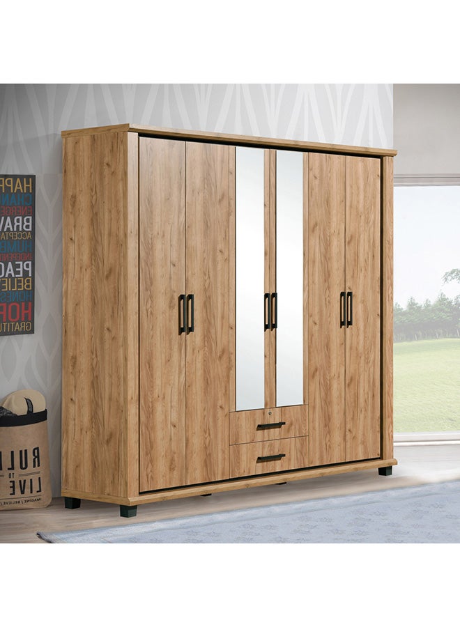 Belfort 6-Door 2-Drawer Wardrobe With 2 Mirrors And Lock 58 x 218 x 240 cm