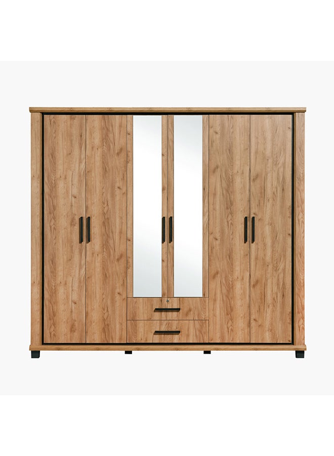Belfort 6-Door 2-Drawer Wardrobe With 2 Mirrors And Lock 58 x 218 x 240 cm