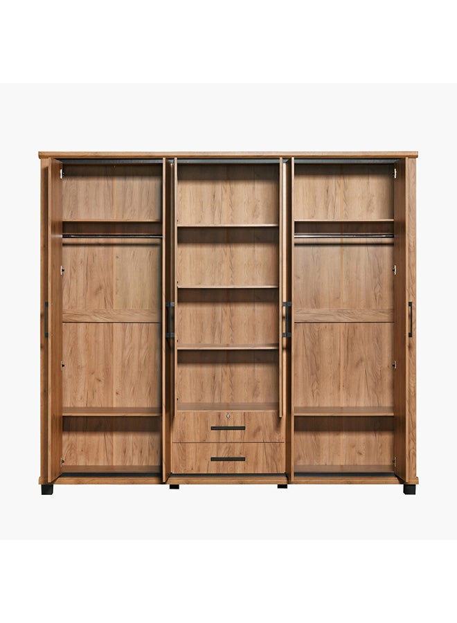 Belfort 6-Door 2-Drawer Wardrobe With 2 Mirrors And Lock 58 x 218 x 240 cm