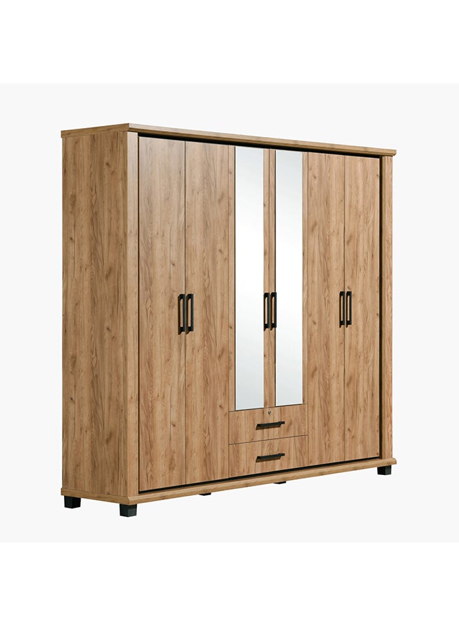 Belfort 6-Door 2-Drawer Wardrobe With 2 Mirrors And Lock 58 x 218 x 240 cm