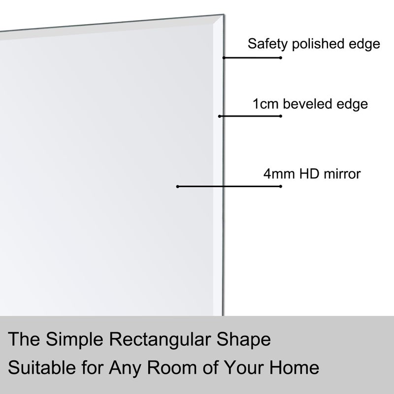 Ruomeng Wall Mirror Beveled Edge Frameless Mirror 24â€ x 36" Accent Mirror for Bathroom Vanity and Entryway - Image 5