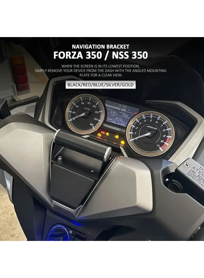 Silvery Motorcycle Phone Holder GPS Navigation Bracket Multifunctional Mount Compatible With Forza 350 - Image 2