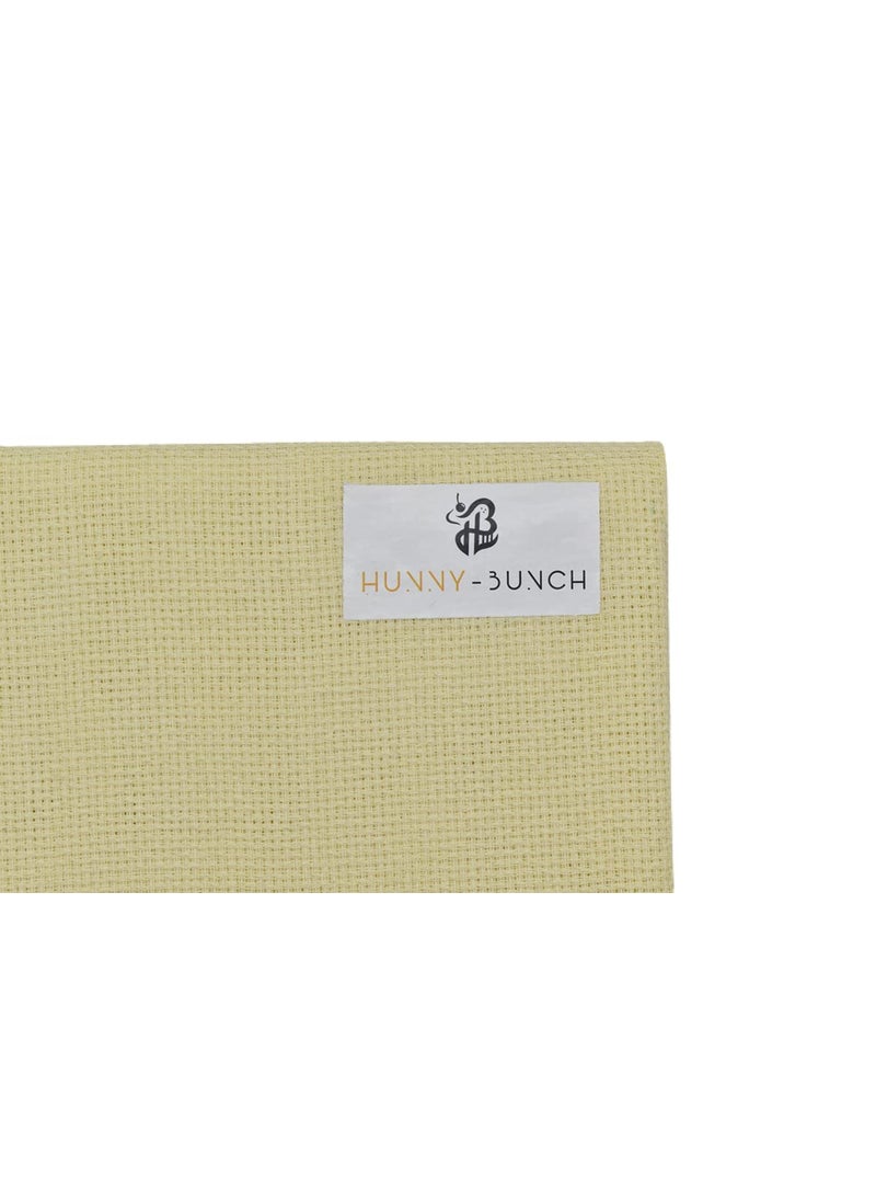 HUNNY- BUNCH HUNNY BUNCH Premium Matty Fabric Used for Cross Stitching Embroidery Work Household Articles Like Cushion Covers Sofa Covers etc Width 36 Inch Pack of 2 Meters Lemon Yellow  - Image 3