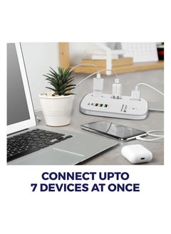 CAROSKI Smart Power Extension Cord Surge Protector Socket Multi Plug with - Compatible with Alexa and Google Assistant - 3AC Outlets - 4 USB -A and 30W USB-C Fast Charging - 2M Extension Cable  - Image 2