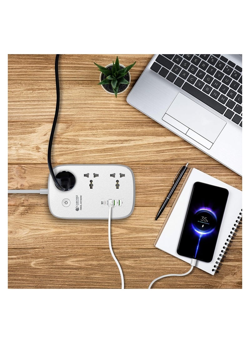 CAROSKI - Smart Power Extension Cord Surge Protector Socket Multi Plug with - Compatible with Alexa and Google Assistant - 3AC Outlets - 4 USB -A and 30W USB-C Fast Charging - 2M Extension Cable - Image 1