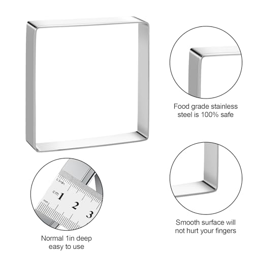 Tmflexe Square Cookie Cutter Sandwich Cutters for Lunchbox Fruit Cutters Vegetable Cutters for Baking DIY X‘mas Birthday Party Decor, Pack of 5 - Image 2