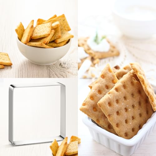 Tmflexe Square Cookie Cutter Sandwich Cutters for Lunchbox Fruit Cutters Vegetable Cutters for Baking DIY X‘mas Birthday Party Decor, Pack of 5 - Image 4