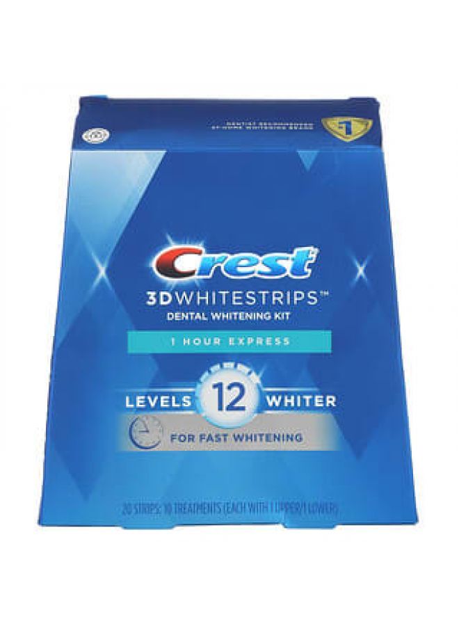 Crest Crest, 3D Whitestrips, Dental Whitening Kit, 1 Hour Express, 20 Strips