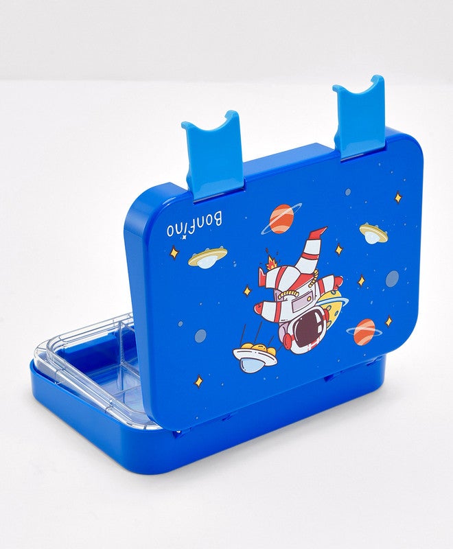 Bonfino Lunch Box, Astronaut Theme, Easy to Carry, Leak-Proof Lid, Microwave Safe, 3 Years+, 22 x 15.5 x 5cm - Blue - Image 4