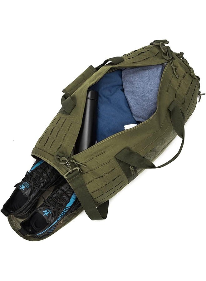 MVAQKLM  Military Tactical Duffle Bag for Men Sport Gym Bag Fitness Tote Travel Duffle Bag Training Workout Bag with Shoe Compartment Football Weekender Bag  - Image 4