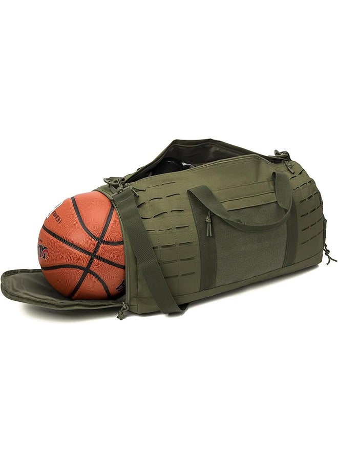 MVAQKLM  Military Tactical Duffle Bag for Men Sport Gym Bag Fitness Tote Travel Duffle Bag Training Workout Bag with Shoe Compartment Football Weekender Bag  - Image 5