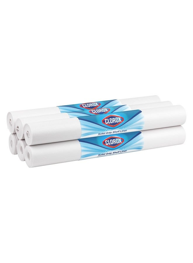 Duck EasyLiner with Clorox Solid Grip Shelf Liner - Easy to Cut & Install for Closet, Pantry, Wire Shelves, Kitchen Cabinets - Non Adhesive Non Slip Shelf Liner - 20" x 6 ft. - 6 Roll Project Pack - White - Image 1