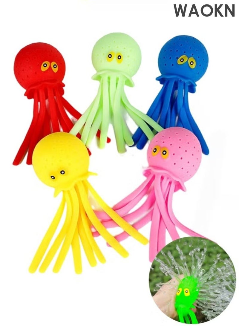 WAOKN Octopus Bath Bathtub Toy 5pcs, Water Pool Toys for Toddlers, Water Table Toys,Sponge octopus decompression squeeze toy, Water Bombs Splash Balls for Kids, Summer Bath Swimming Toys, Pool Toys for Kids Ages 3-8. - Image 1