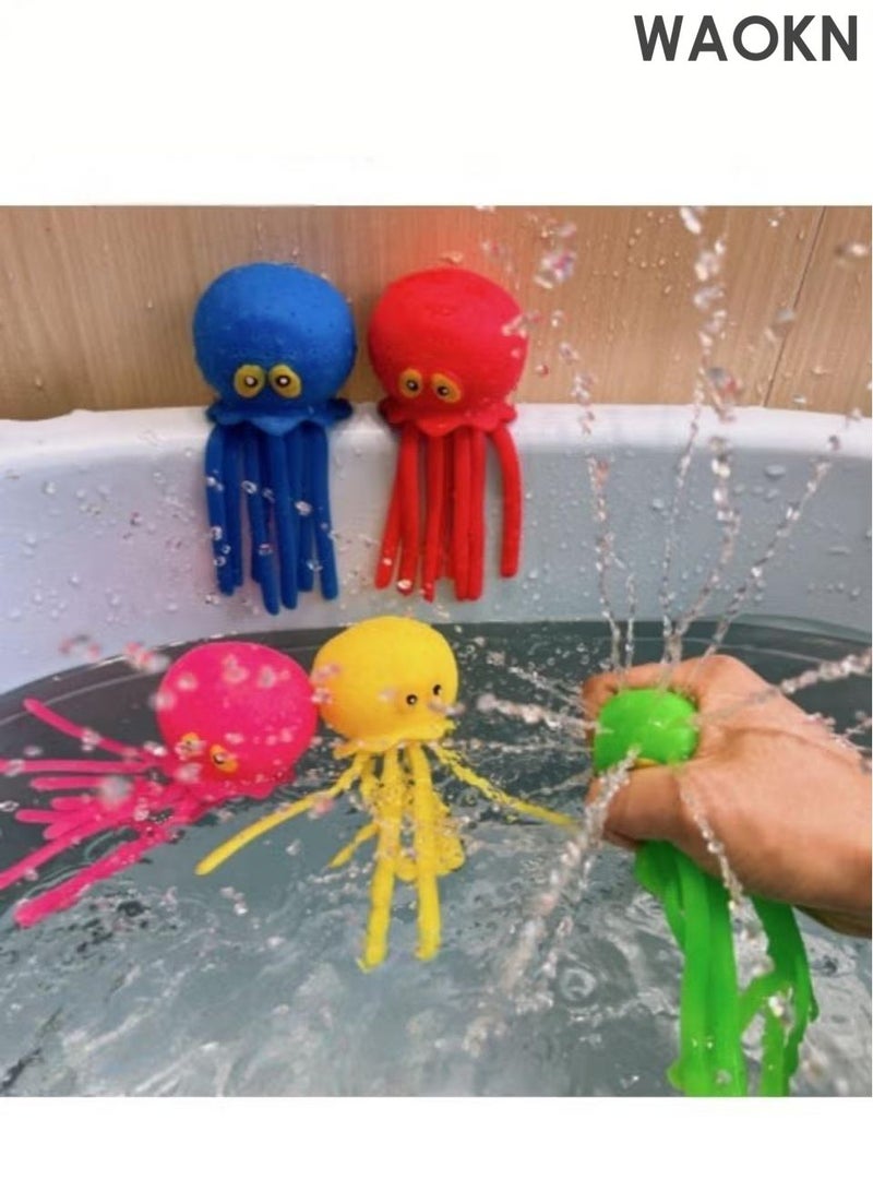 WAOKN Octopus Bath Bathtub Toy 5pcs, Water Pool Toys for Toddlers, Water Table Toys,Sponge octopus decompression squeeze toy, Water Bombs Splash Balls for Kids, Summer Bath Swimming Toys, Pool Toys for Kids Ages 3-8. - Image 4